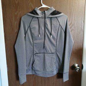 [49] Tangerine Black White Half Zip Up Hoodie with Thumb Holes Size S